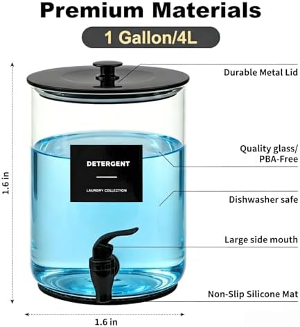 Glass Laundry Detergent Dispenser, 1 Gallon Large Liquid Soap, 2 Pack - Image 5