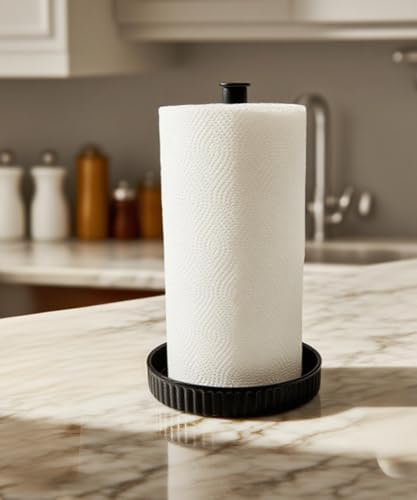 Paper Towel Holder Countertop, Ceramic Base, Fits Double to Family Rolls - Image 4