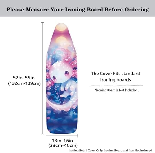 Pink Axolotl Stretch Ironing Board Cover, Scorch Resistant Machine Washable - Image 5