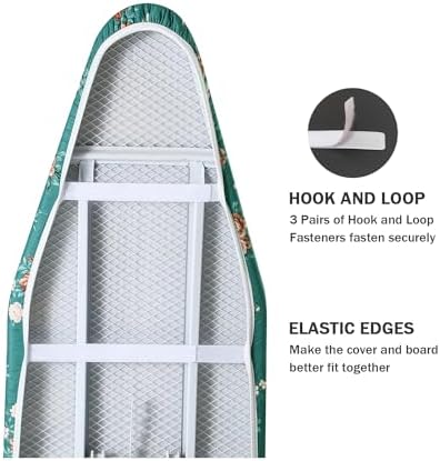 Ironing Board Cover and Pad Standard Size 15" x 54", 3 Pairs of Hook and Loop - Image 4