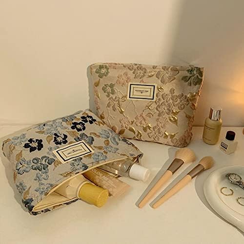 SxoSyo Flowers Makeup Bag for Women, Large Cosmetic Pouch for Purse - Image 3