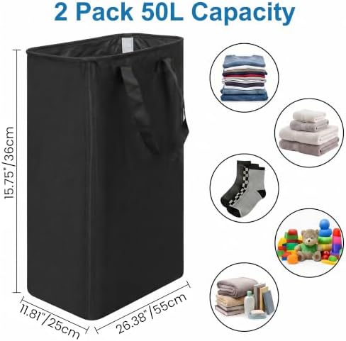 efluky 2 Pack Slim Laundry Basket, Narrow Laundry Hamper - Image 2