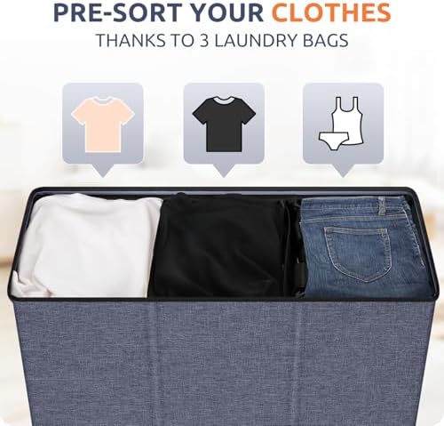 SOLEDI 180L 3-Section Laundry Hamper - Image 3