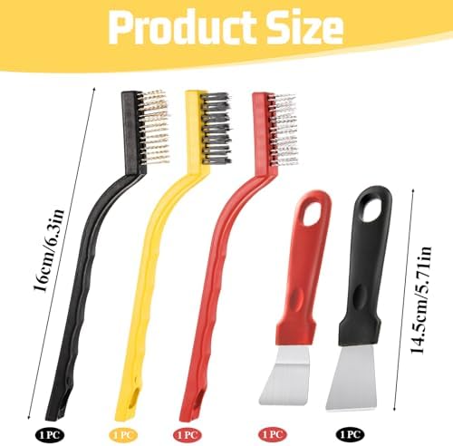 5 Pack Kitchen Stove Cleaning Brush + Scraper Tool Set, Stainless Steel and - Image 2