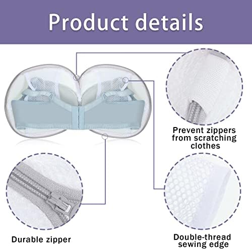 Shappy 6 Pcs Bra Washing Bag for Laundry Storage Women 7.87 Inch Gray - Image 3