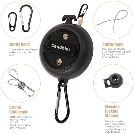 Portable Travel Clothesline Cord, Caudblor Adjustable 33ft Camping Clothes line - Image 2