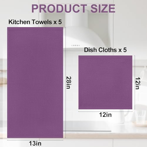 Homaxy 10 Pack 100% Cotton Kitchen Towels and Dishcloths Set - Image 4