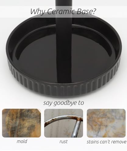 Paper Towel Holder Countertop, Ceramic Base, Fits Double to Family Rolls - Image 2