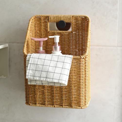 Set of 2 Waterproof Rattan Hanging Storage Baskets, Wicker Wall Baskets Decor - Image 5