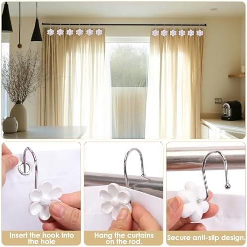 3D Floral Shower Curtain Hooks, Living Room Fun Home Decor - Image 4