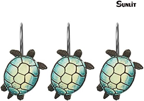 Sunlit Tilt Sea Turtle Shower Curtain Hooks, Home Decorative Shower Curtain - Image 2