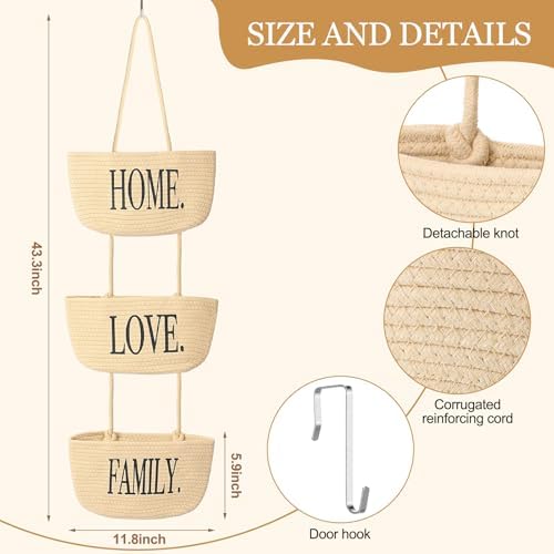 Vesici Beige over The Door Hanging Basket 3-tier - Image 2