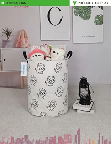 Round Laundry Basket Collapsible Storage Hamper Organizer Lion - Image 4