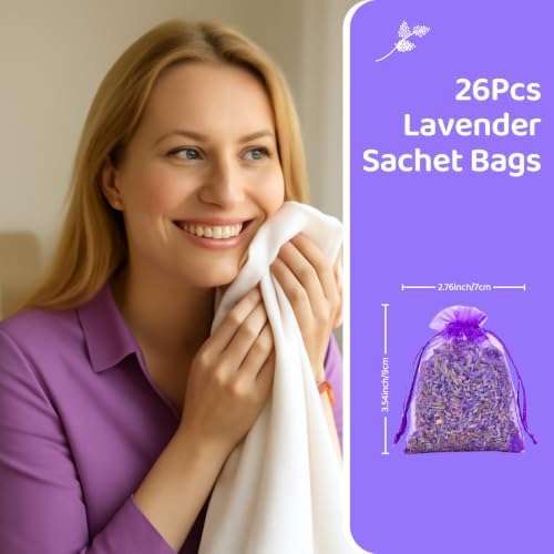 26 Pack Lavender Sachet Bags Home Fragrance Sachets, Real Lavender Flowers - Image 2