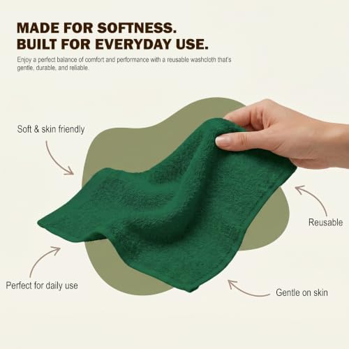 Utopia Towels 24 Pack Washcloths, 12x12 in, 100% Cotton, Hunter Green - Image 3