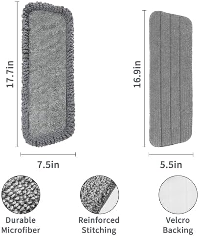 16.5" Microfiber Mop Pads Refills, 6 Pack Reusable Replacement Heads​​ - Image 2