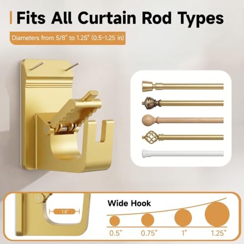 Universal Heavy Duty Curtain Rod Brackets, No Drill Curtain Rod Brackets - Image 3