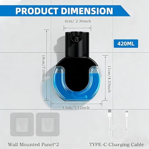 2 Pack Automatic Liquid Soap Dispenser Touchless, 15oz/420ml Rechargeable Hand - Image 2