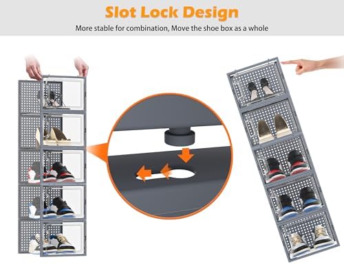 HOMIDEC XL Clear Shoe Storage Boxes, Stackable Shoe Organizer - Image 5