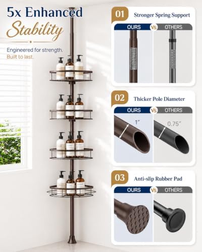 SEIRIONE Rustproof Shower Corner Caddy Organizer - Image 4