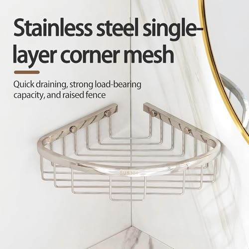 Corner Shower Caddy, 201 Stainless Steel Bathroom Shelf Organizer, Wall Mounted - Image 7