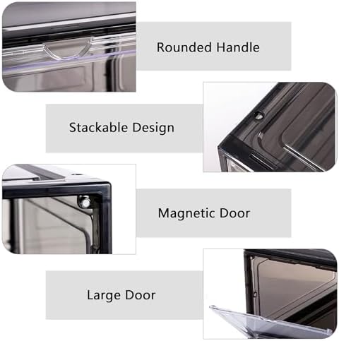 Attelite Large Shoe Boxes 8 Pack Drop Side Shoe Storage Containers Black - Image 3