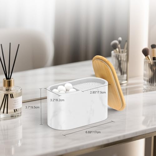 Cotton Swab Holder, 2 Compartments Round Cotton Pads Balls Qtips Holder - Image 7