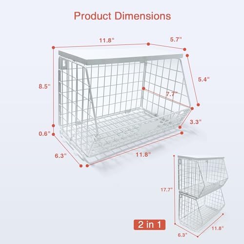 Goozii Wall Mount Bathroom Storage Basket, Fruit Produce and Vegetable Baskets - Image 7