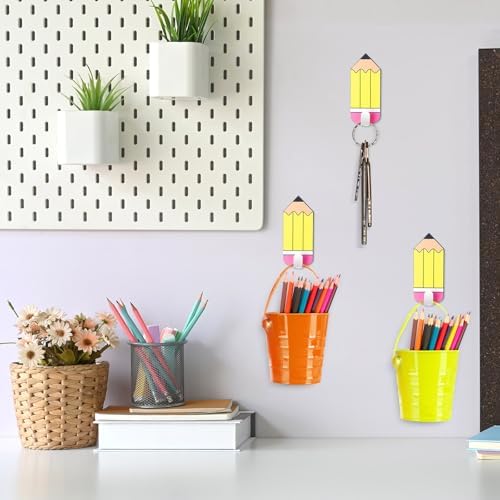 Cinnvoice 6 Pcs Pencil Classroom Decoration Pencil Magnetic Hooks Colorful Wall - Image 5
