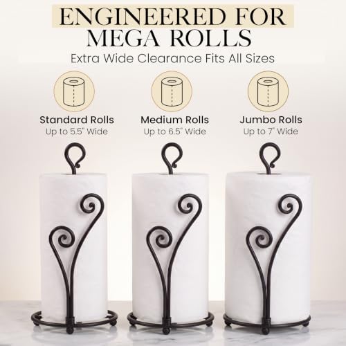 RTZEN Matte Black Paper Towel Holder Non-Slip Base Countertop - Image 4