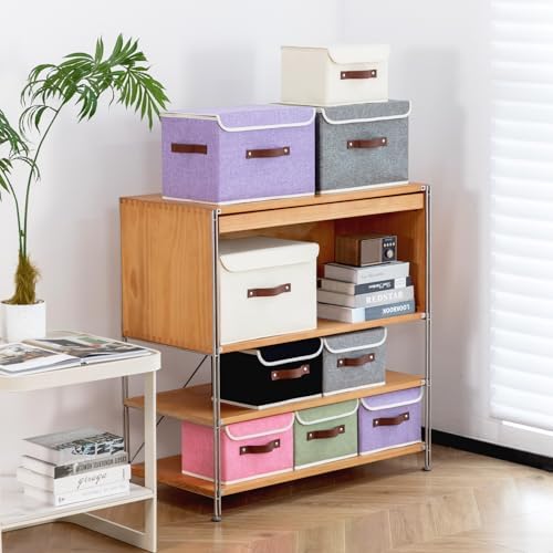 2PCS Storage Bins Boxes with Lids Decorative Fabric Baskets - Image 5