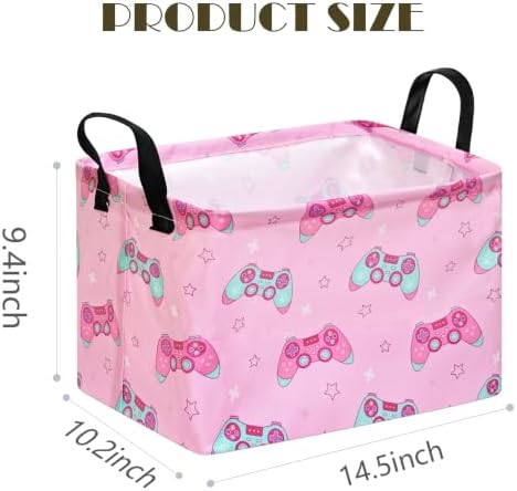 MAIZMZ Girls Storage Basket, Waterproof Lining, Leather Handles, Collapsible - Image 2
