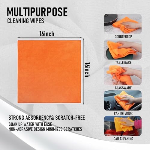 Tricol Clean Microfiber Cleaning Cloth, 16in x16in, 12 Pack Ultra-Thick - Image 3