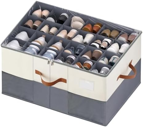 Shoe Organizer for Closet, Adjustable Storage Box Holds 24 Pairs by MSTONAL