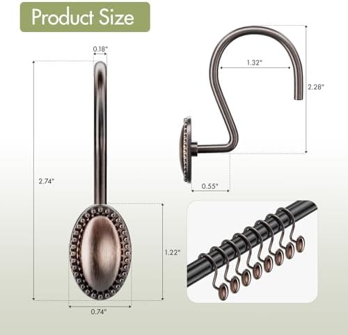 AmazerBath Bronze Shower Curtain Hooks, Decorative Modern Shower Curtain Hangers - Image 2