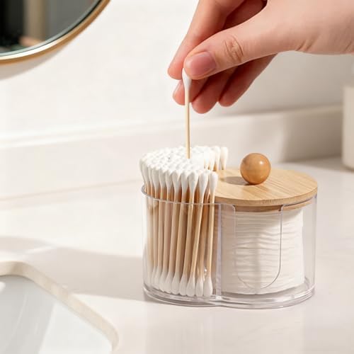 Qtip Holder, Q Tip Holder for Bathroom, Cotton Swab Round Holder Dispenser - Image 5