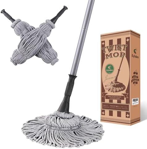 Eyliden Mop with 2 Reusable Microfiber Heads, Easy Wringing Twist Mop by Eyliden