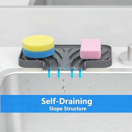 Sponge Holder for Kitchen Sink, Dish Sponge Holder Soap Tray - Image 2