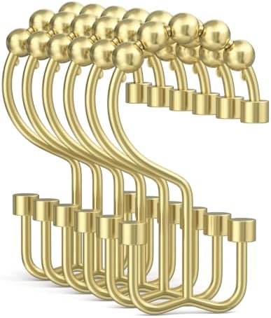 Bathway Gold Shower Curtain Hooks Ring, Rust Proof Metal Shower Hooks by Bathway