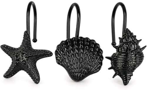 Metal Seashell Shower Curtain Hooks, Rust-Resistant Hooks by GNUEYART