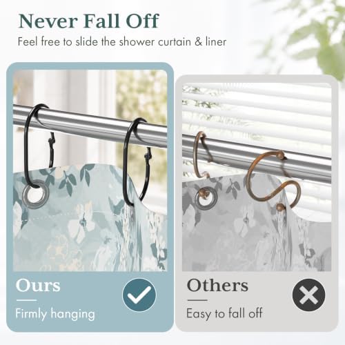 Bathway Shower Curtain Rings Black Shower Curtain Hooks, Shower Rings - Image 3