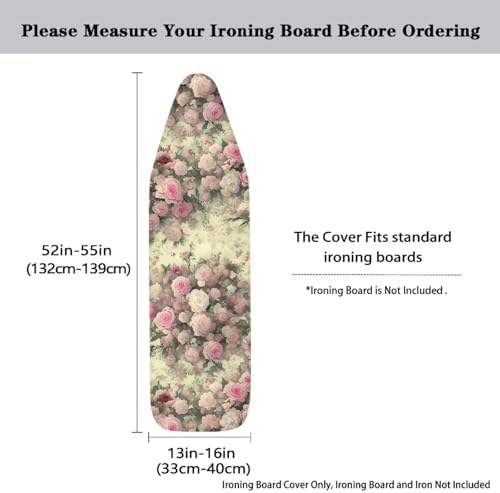 Retro Pink Rose Ironing Board Cover, Stain Resistant Minimalist Aesthetics Iron - Image 3