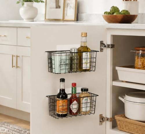 MaraFansie Hanging Kitchen Baskets, 2 Pack Wire Storage Basket Over Cabinet - Image 5