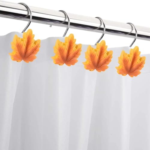 Maple Leaf Shower Curtain Hooks, 12 Anti Rust Decorative Shower Curtain Ring - Image 2