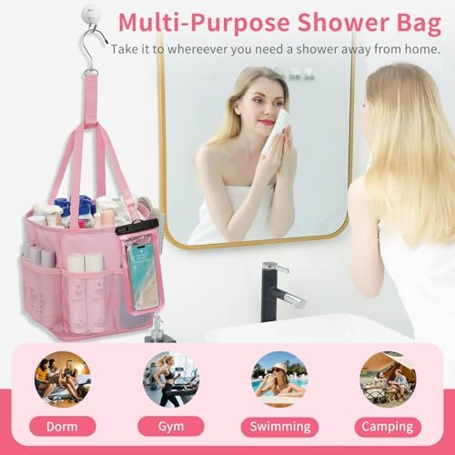 Mesh Shower Caddy Portable for College Dorm Room Essentials, Hanging Shower - Image 5