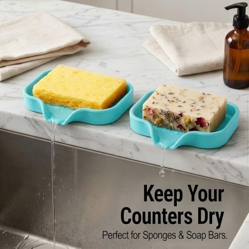 Zulay Kitchen Small Silicone Sponge Holder – Space-Saving Sink Organizer Tray - Image 3