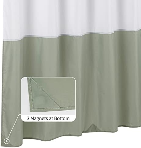 ALYVIA SPRING Waterproof Fabric Shower Curtain or Liner White/Sage - Image 2