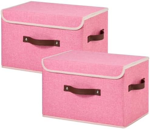 2PCS Storage Bins Boxes with Lids Decorative Fabric Baskets by Unknown