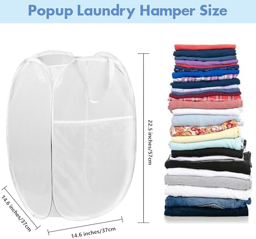 Pop Up Laundry Hamper, 70 L Collapsible Mesh Basket - Image 2