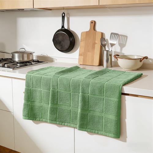 Homaxy 100% Cotton Kitchen Towels 18"x28", 4 Pack Dish Towels, Grass Green - Image 6